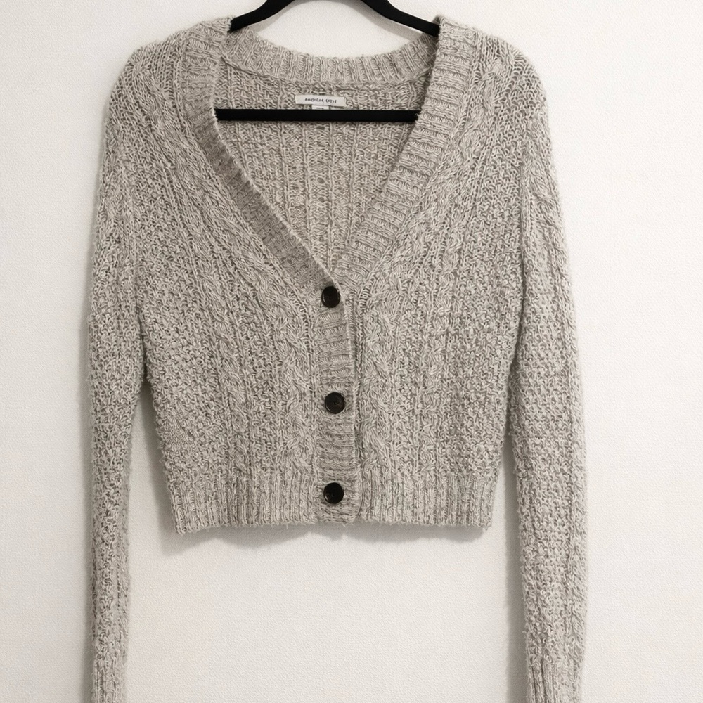 American Eagle | Long-Crop Knit Layering Cardigan